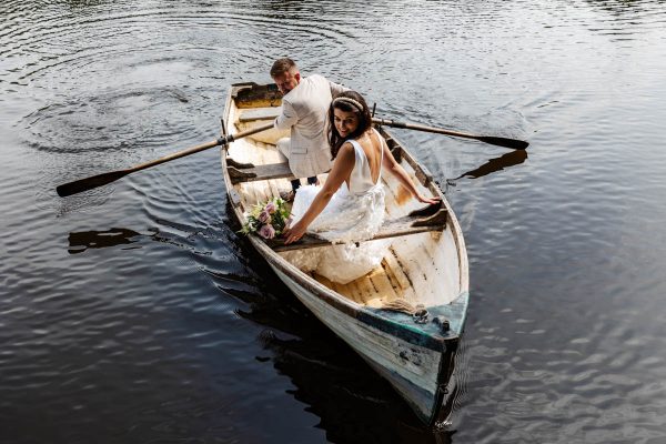 Wyresdale park wedding lake boat