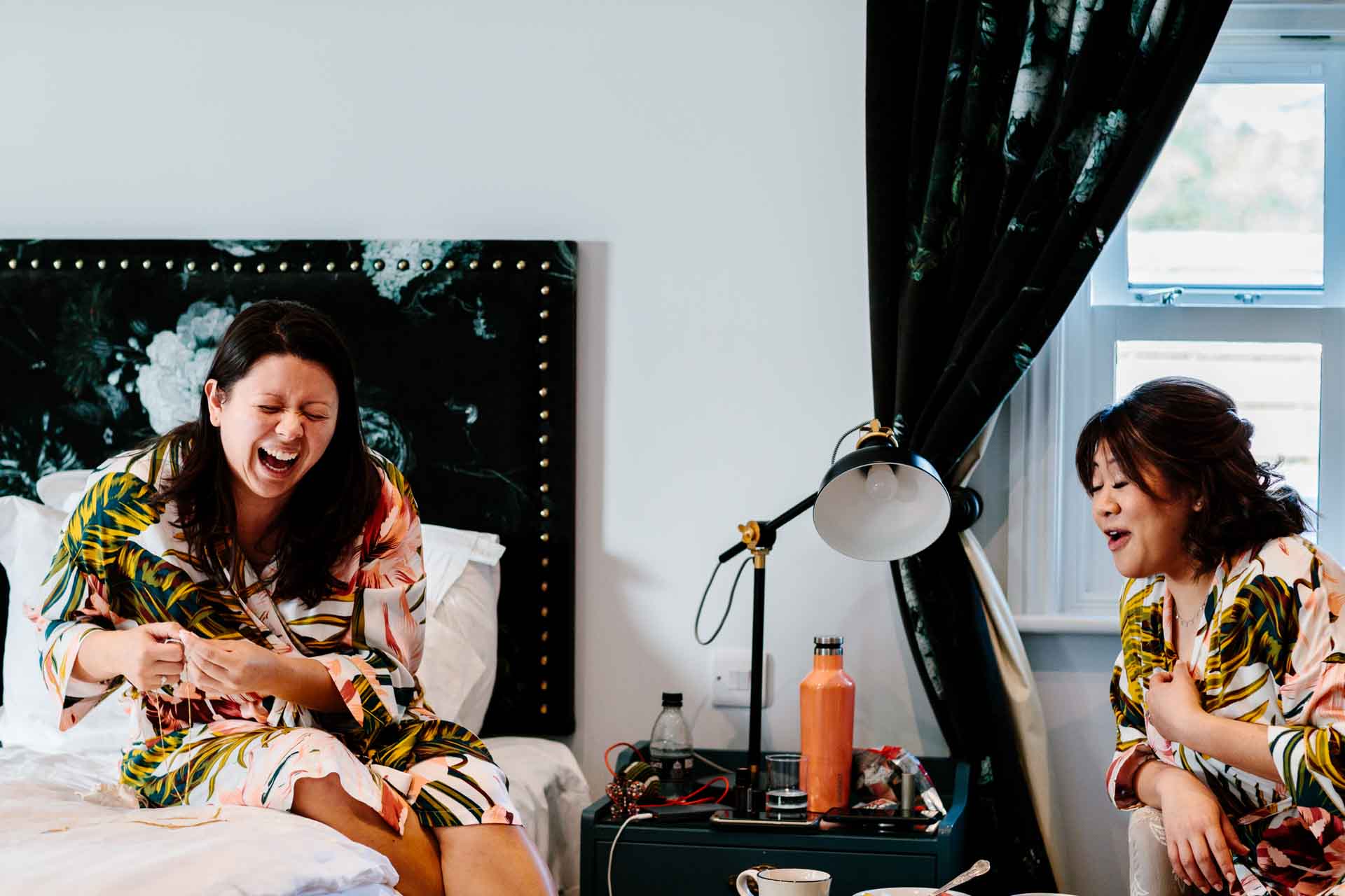 sthe spread eagle wedding bridesmaid laughter 