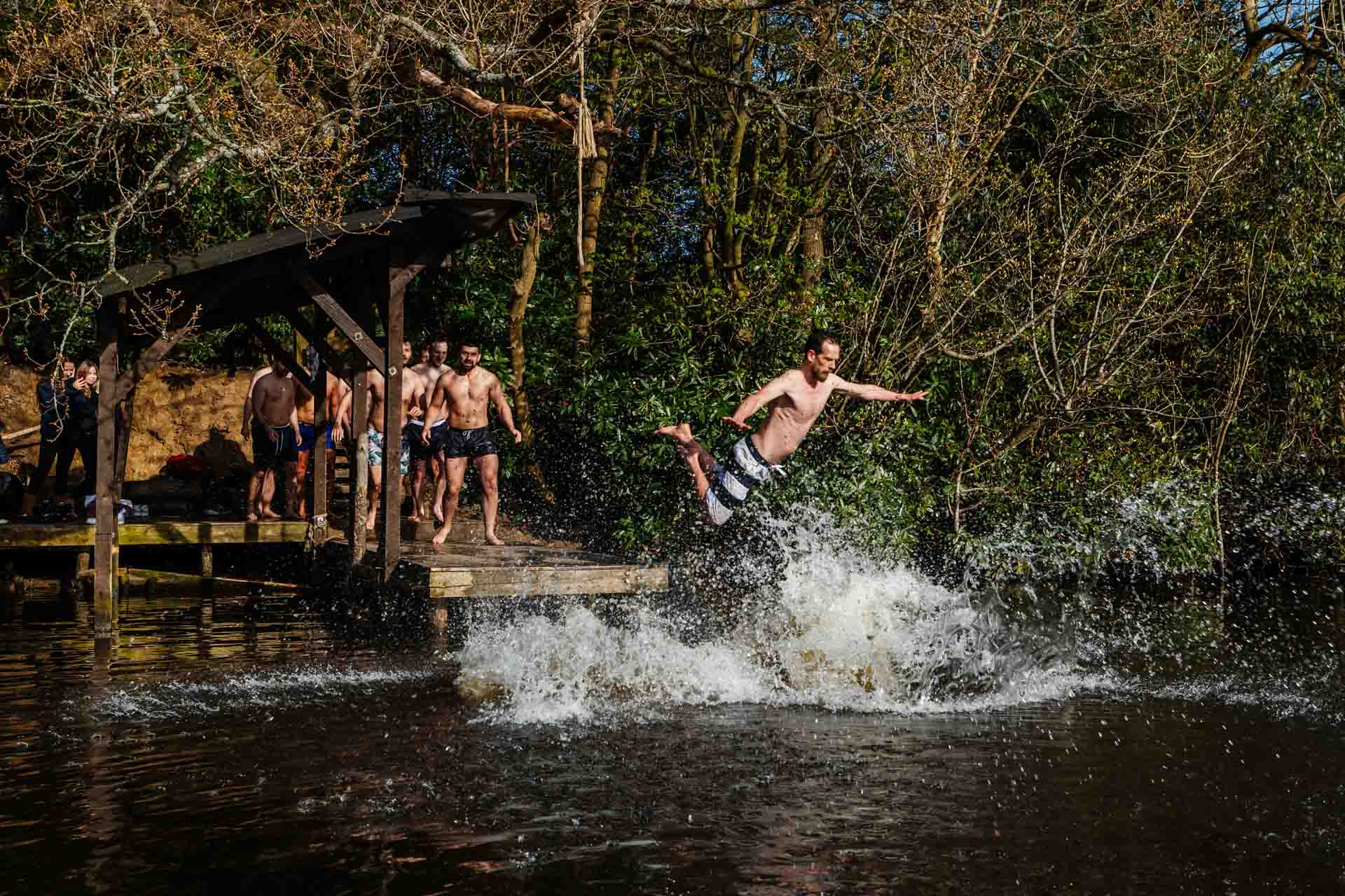 lake wyresdale park swimming morning groomsmen