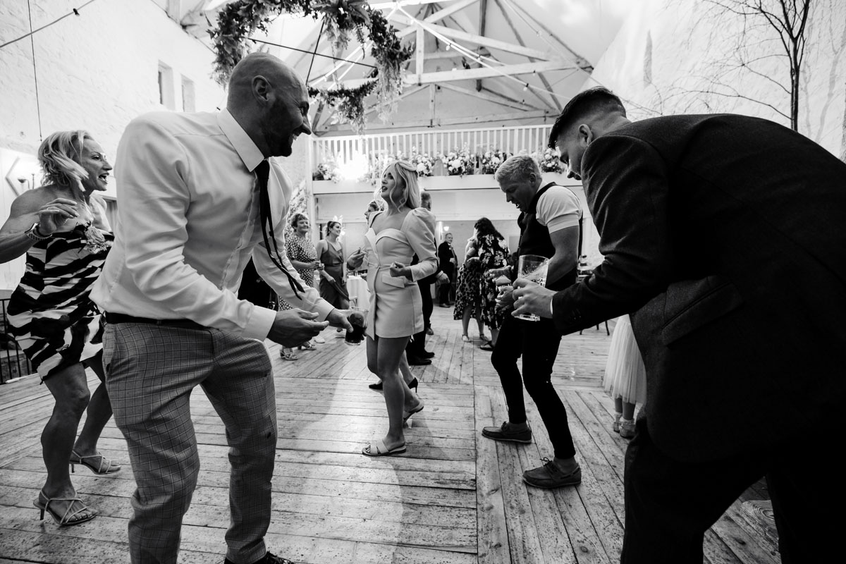 wedding guest dancing Wyresdale park wedding Photography