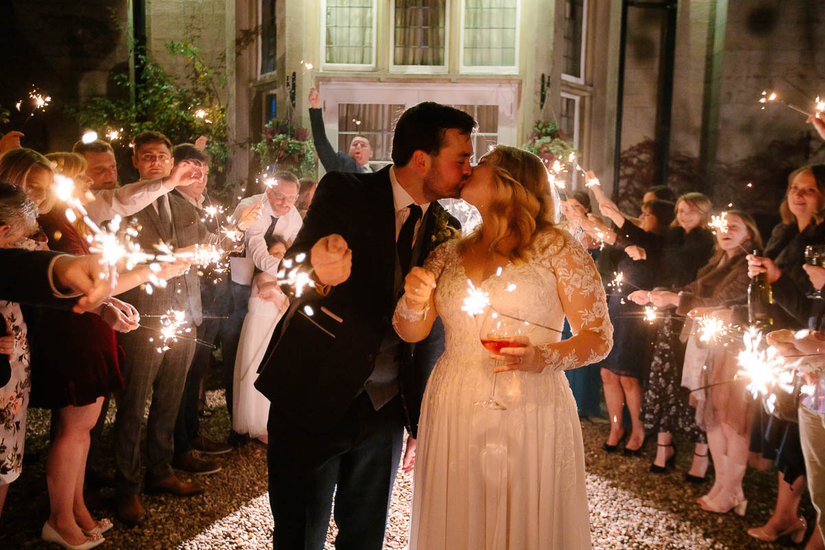 Falcon Manor wedding venue bride and groom sparklers 
