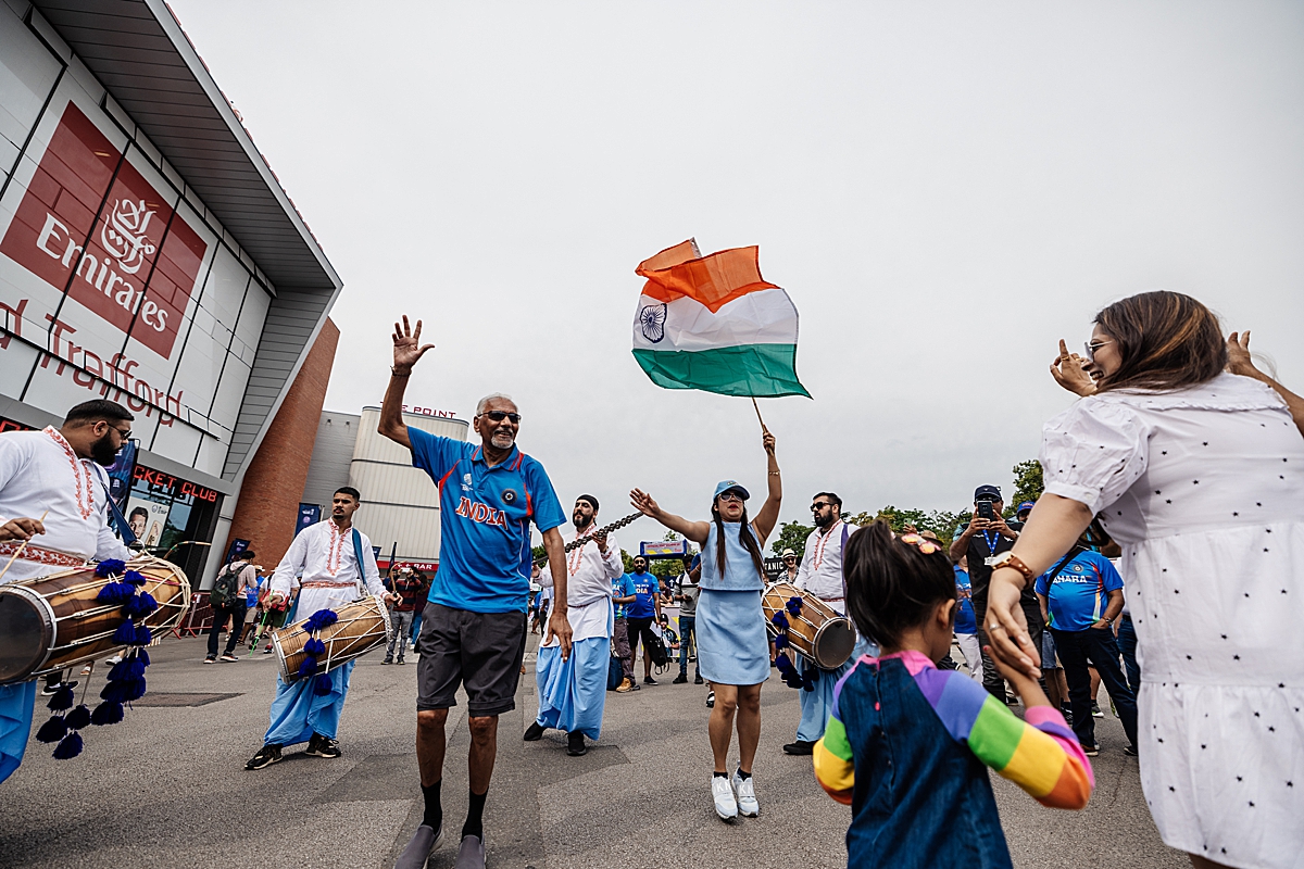 Emirates Old Trafford Cricket ground crowd fan India singing band