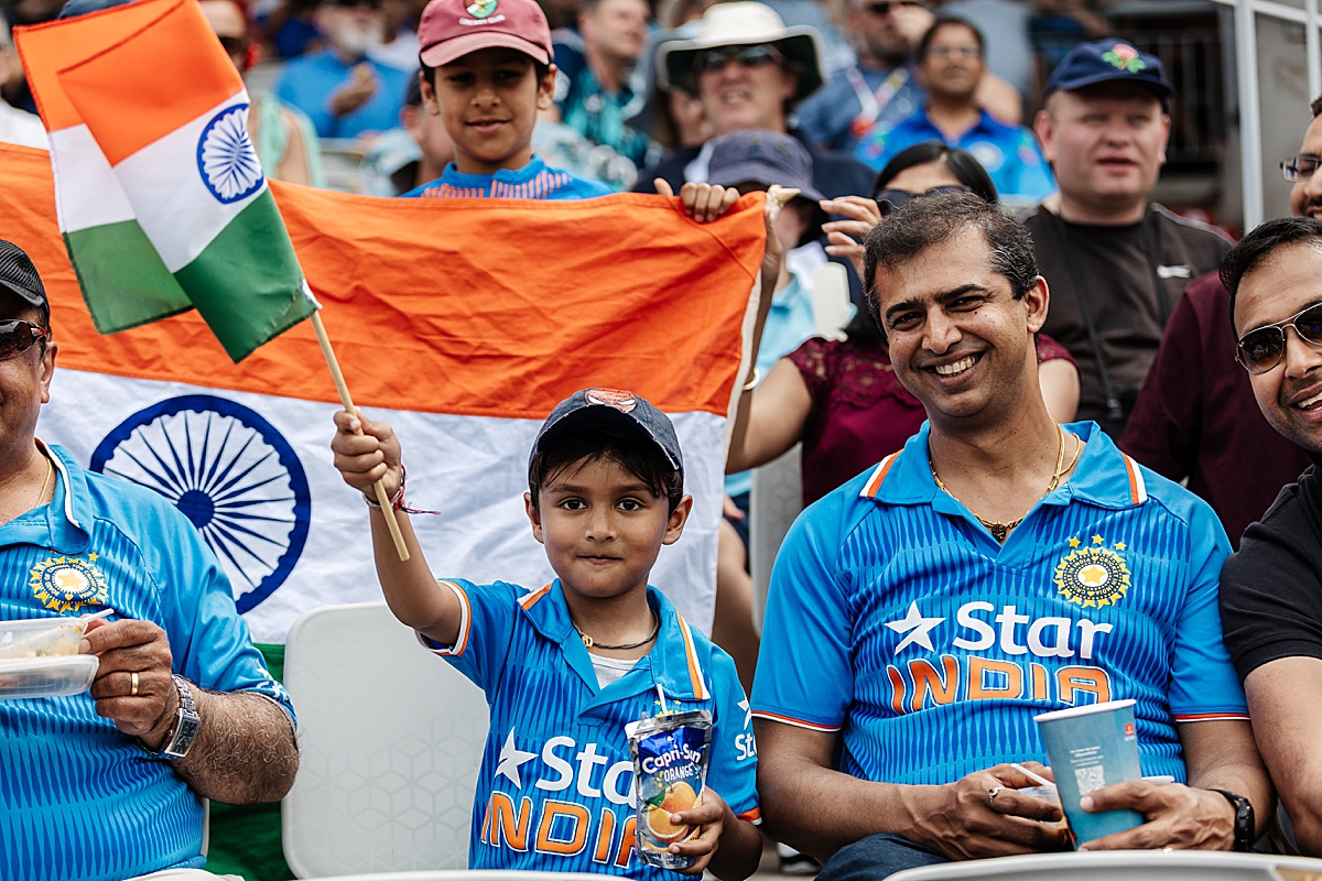 old Trafford children flags fans crowd cricket summer 