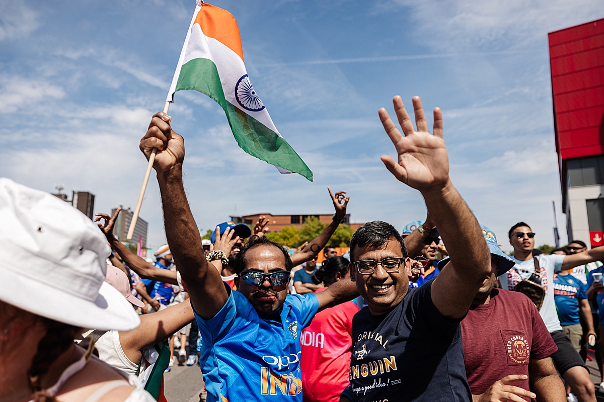 Emirates Old Trafford Cricket ground India fans flags singing