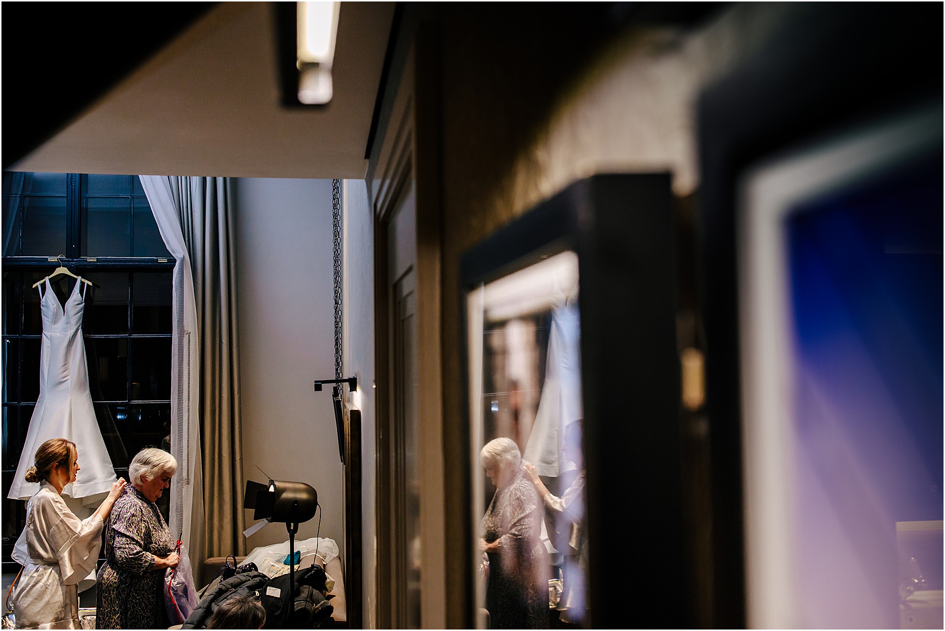 groom bride prep wedding manchester city center