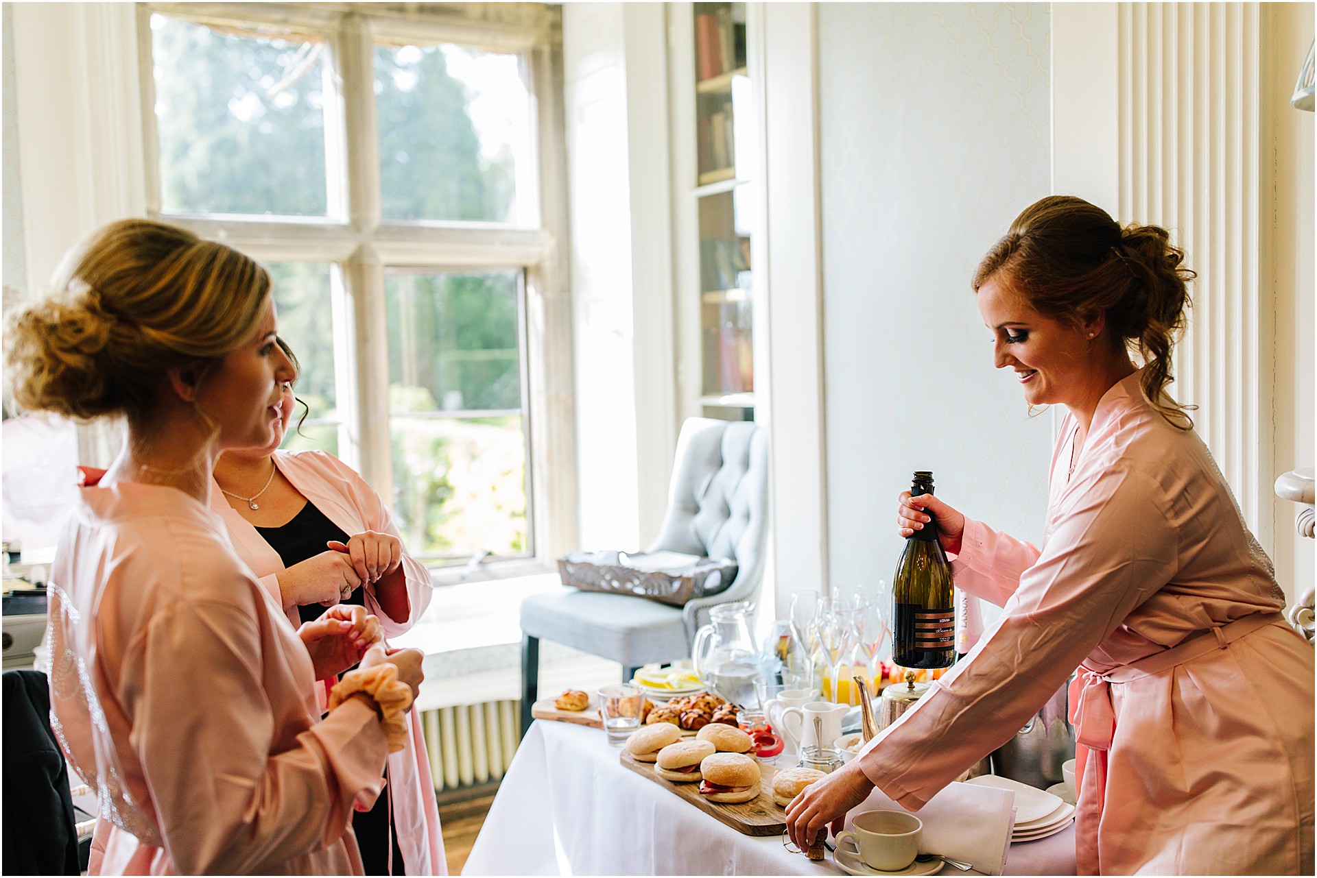 bride bridesmaids Soughton Hall Wedding venue getting ready