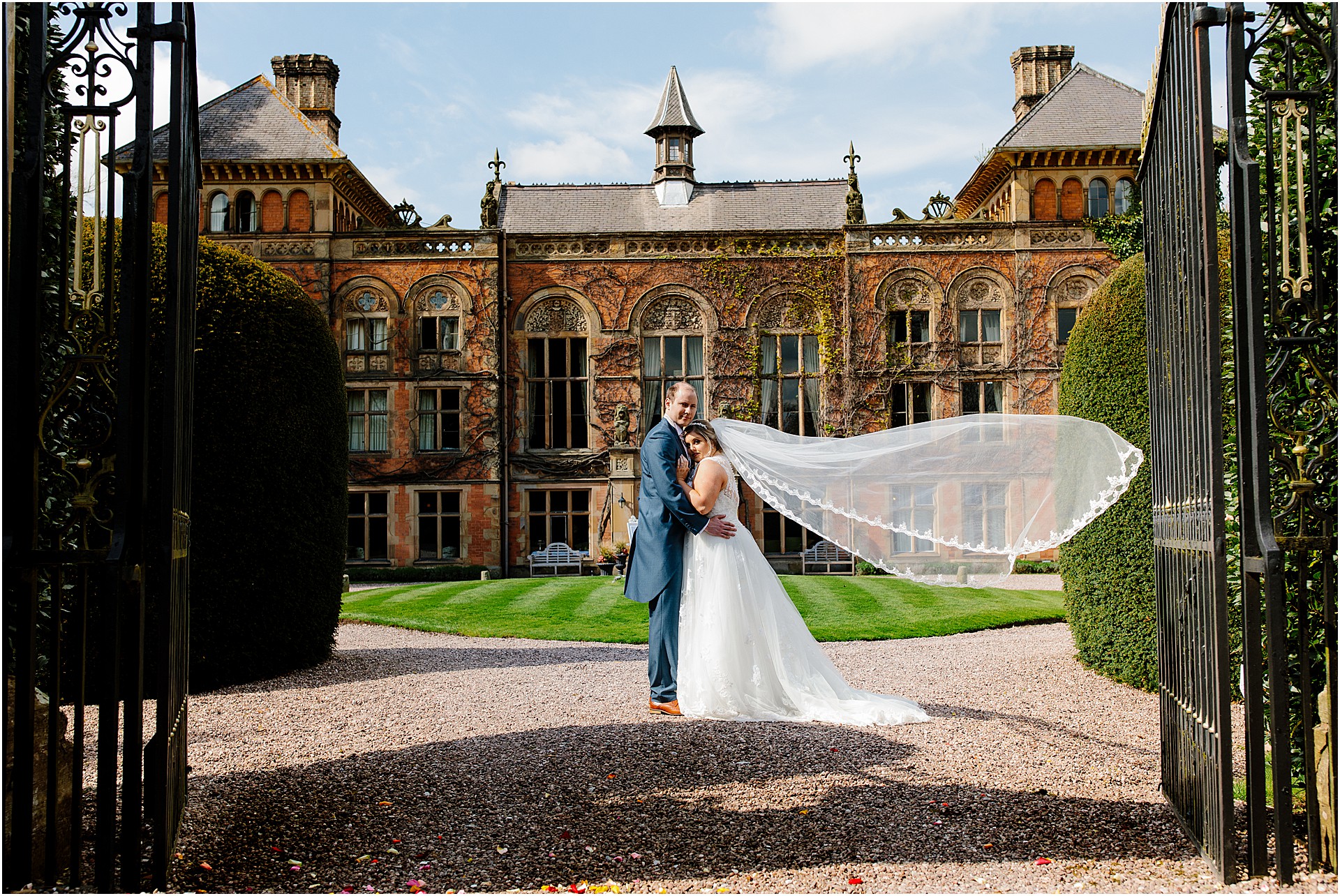 Soughton Hall Cheshire Wedding bride groom wedding dress 