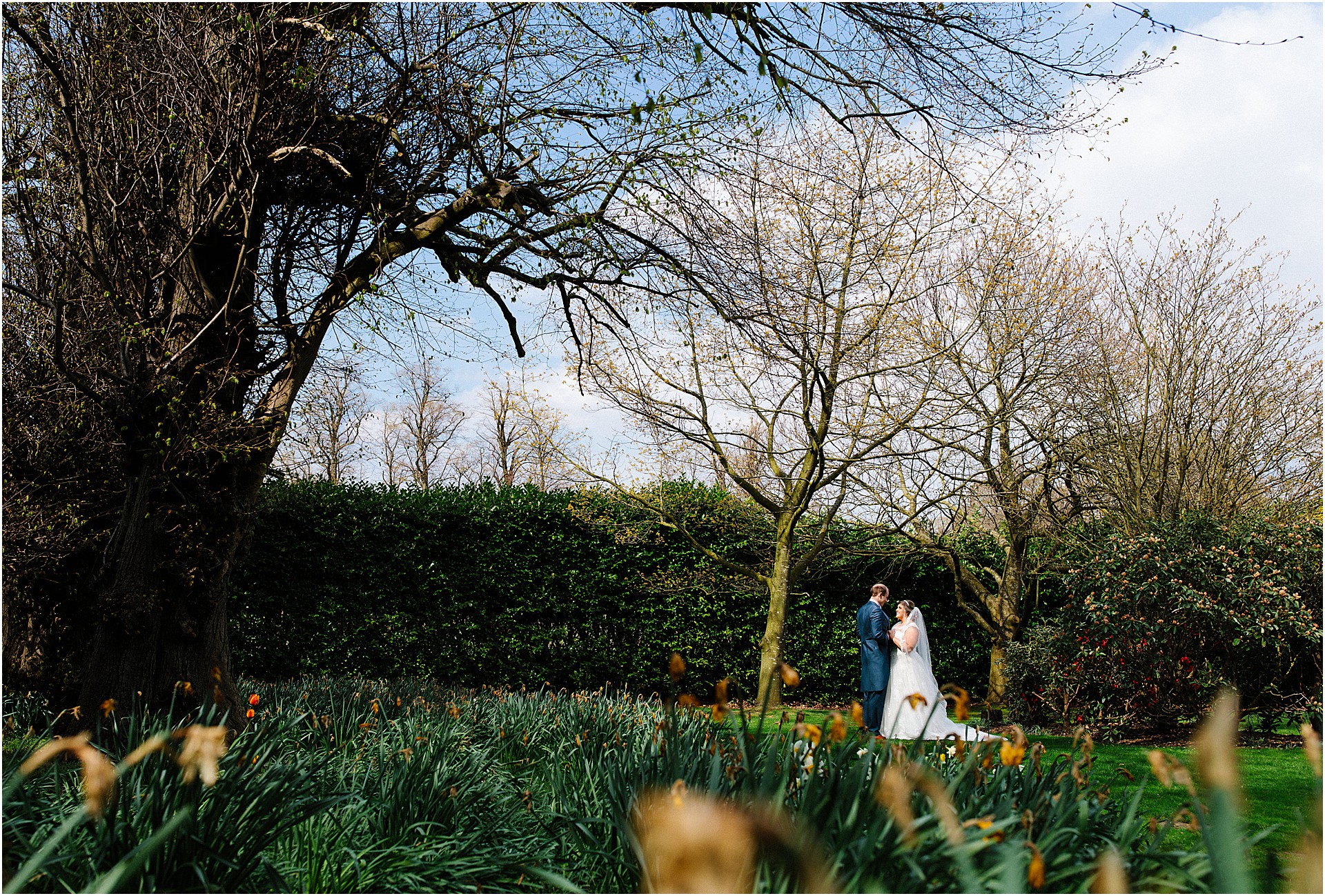 gardens at Soughton Hall Cheshire Wedding