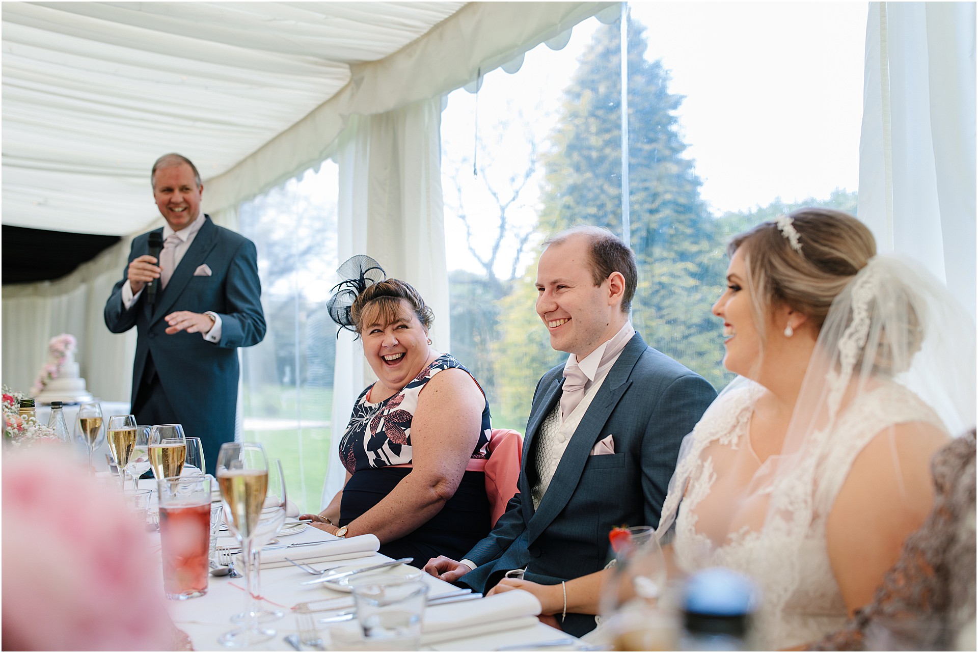 speeches laughing family Soughton Hall Cheshire Wedding