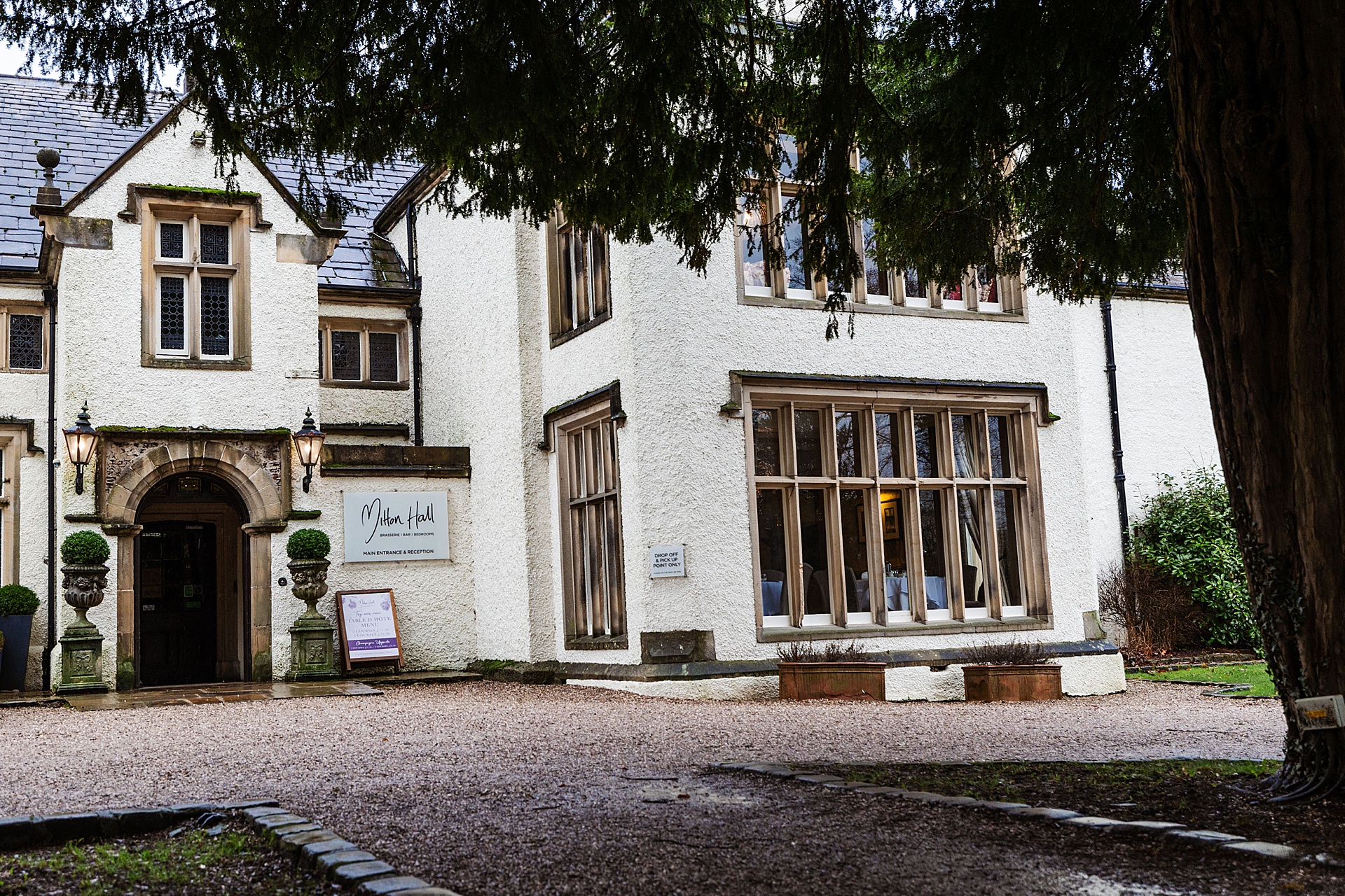 Mitton Hall wedding venue winter wet 