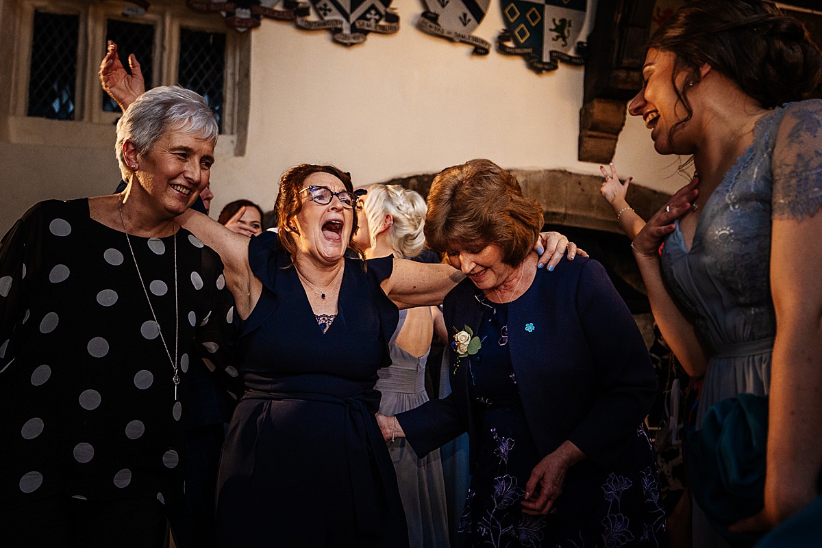 Salisbury hall wedding family dancing bridal party singing dancefloor