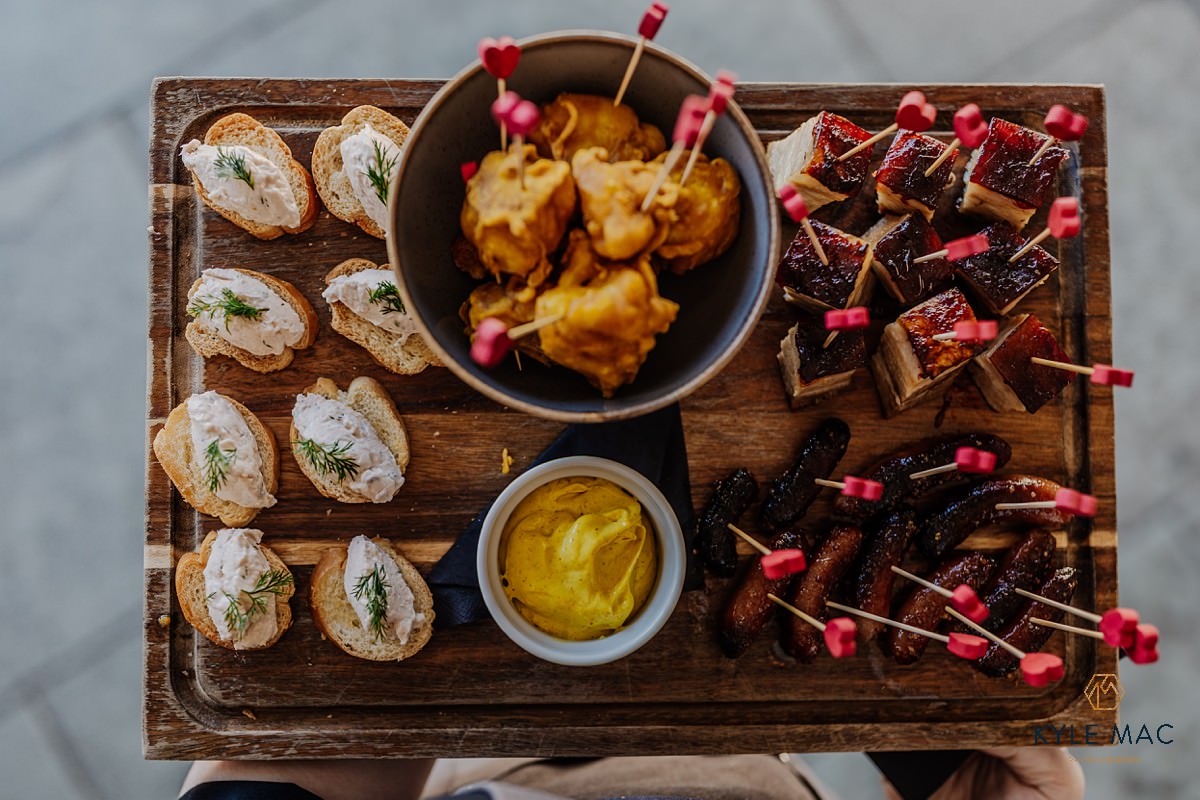 Bashall Barn Wedding open day wedding food canapaies 