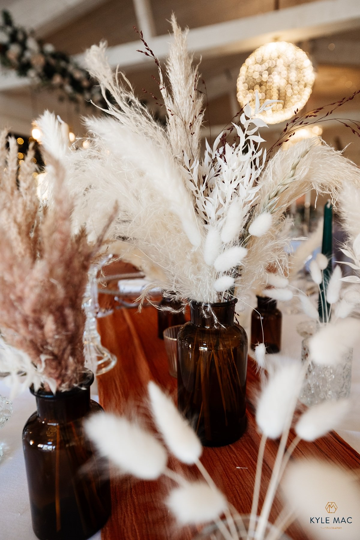 pampas grass wedding ceremony room bashall barn amore event styling