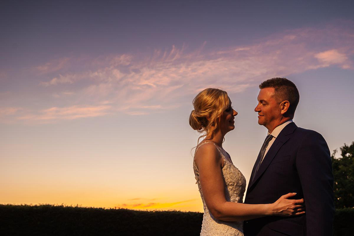 Sunset photo at Stanley House with Bride and Groom