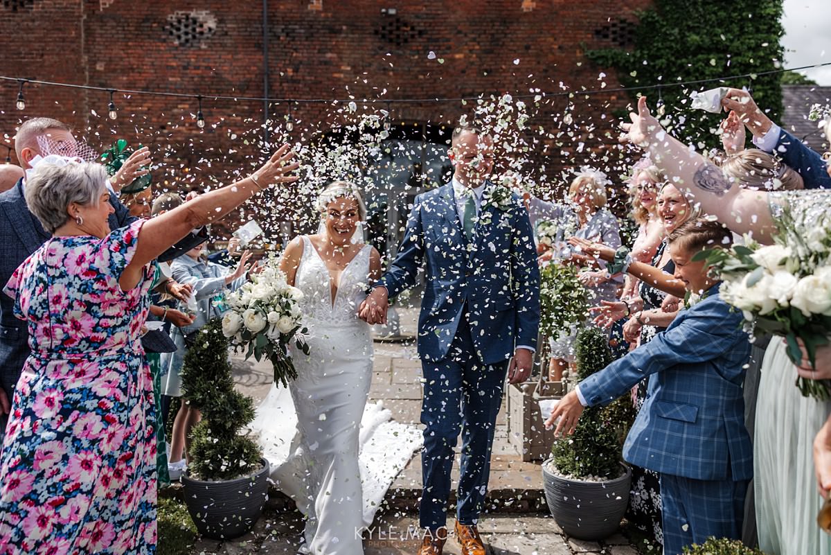 confetti photo outside at The Barn at Morleys Hall liverpool