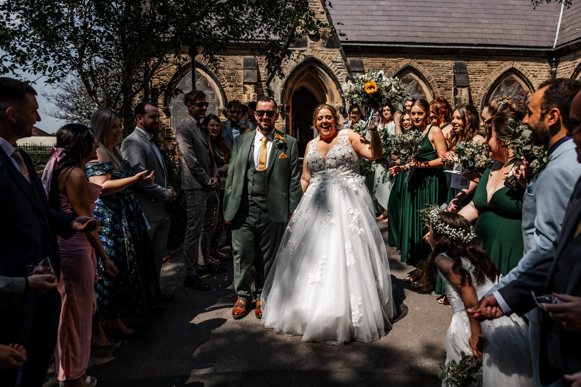 confetti photography at wedding church  West Tower
