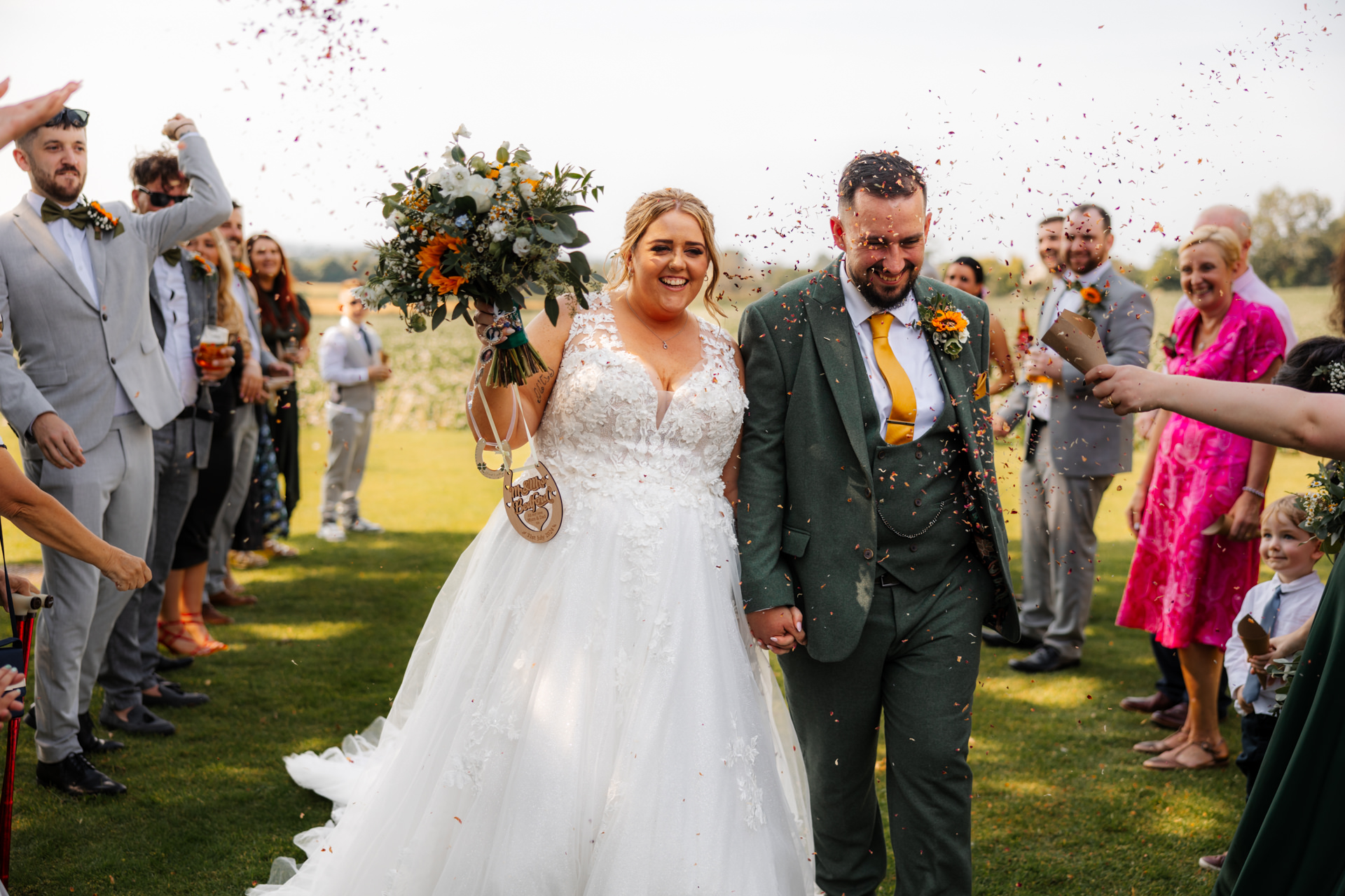 Bright Sunflowers and Green Suits at West Tower Ormskirk