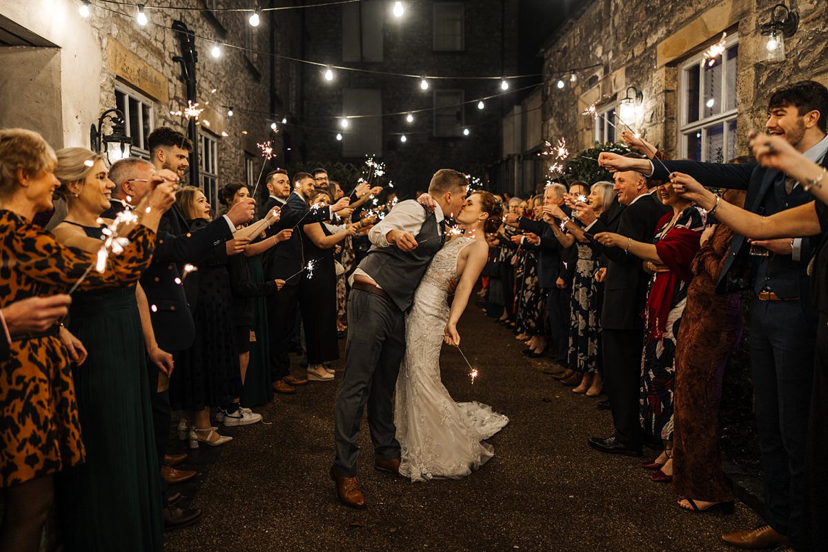 sparkler twilight wedding Holmes Mill wedding venue 