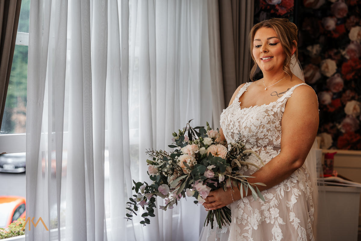 wedding flower dress bartle hall