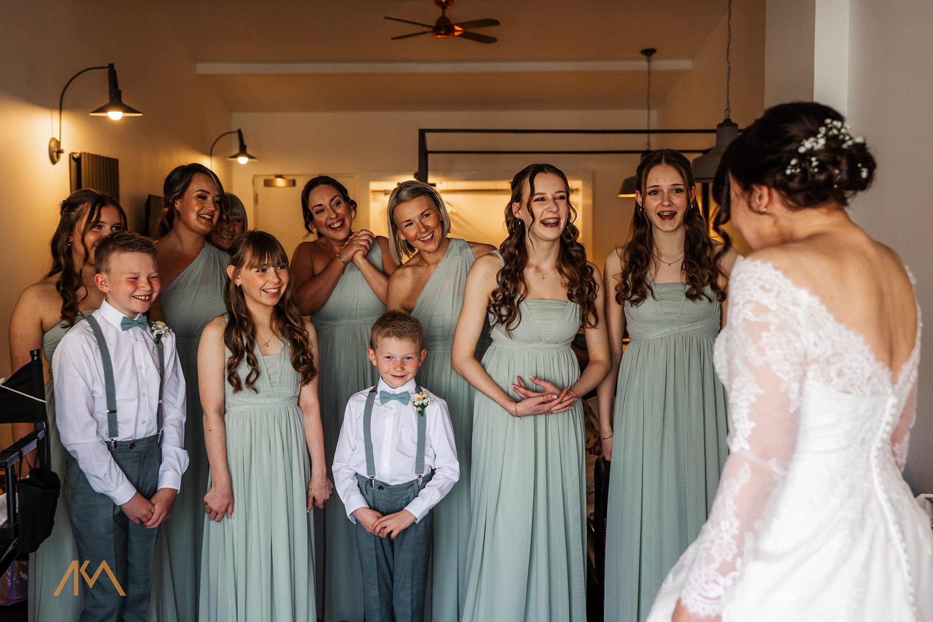 first look bride bridesmaids